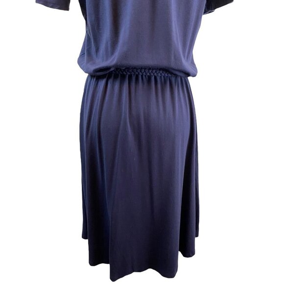 Small Tall Old Navy Navy Blue Knit Embroidered V-Neck Boho Dress - Picture 12 of 16